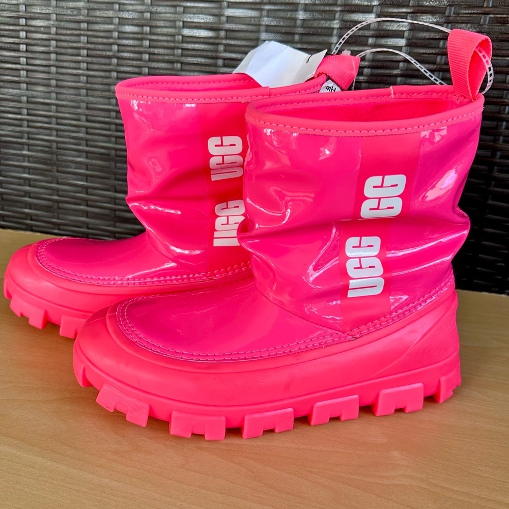 Ugg Classic Brellah Mini Boot Super Coral Pink Scrunched Kids Girls 3